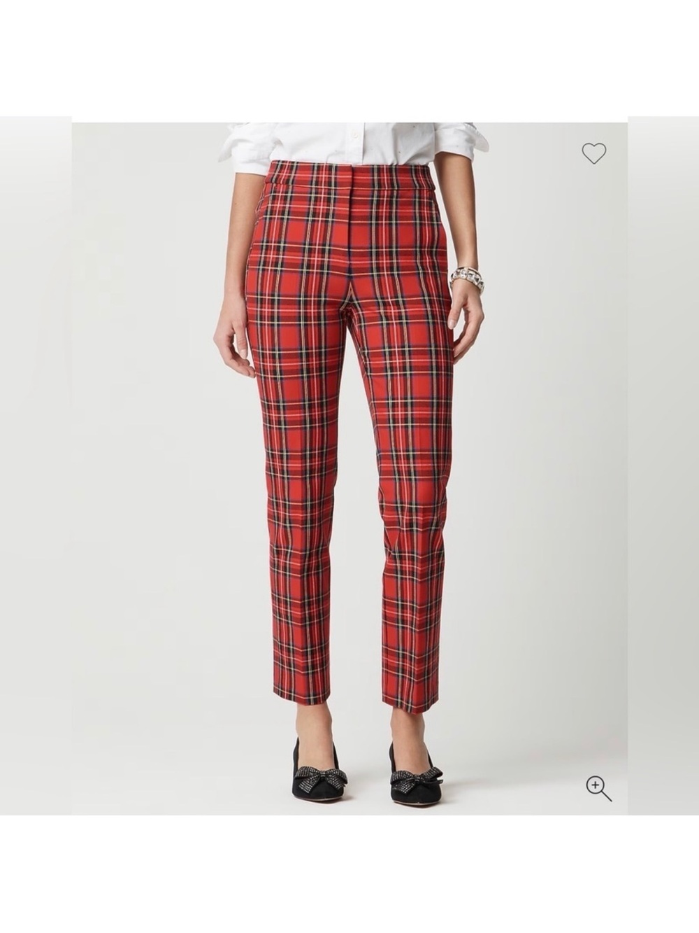 J. Crew Red Plaid Cropped Slim Pants